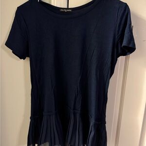 Cha Cha Vente Navy Pleated Hem Top